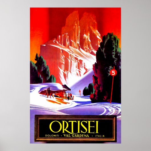 Ortisei, Dolomiti Alps, Val Gardena ski, Italië Poster (Voorkant)