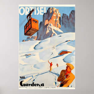 Ortisei Val Gardena Italië Vintage Reisposter Poster