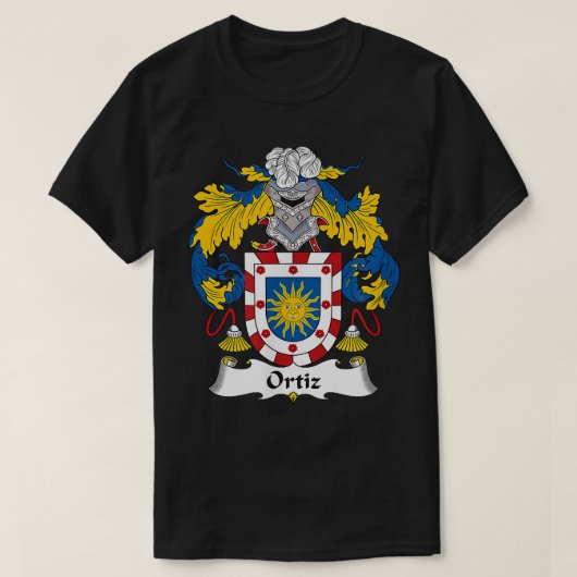 Ortiz Coat of Arms Family Crest T-shirt (Design voorkant)