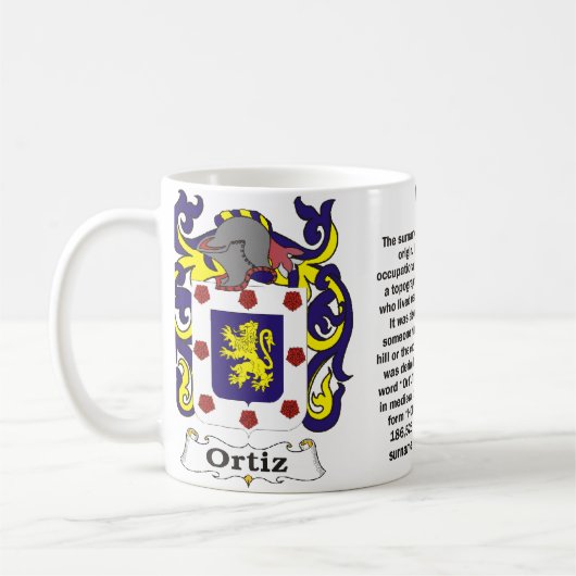 Ortiz Family Crest op een mok (Links)