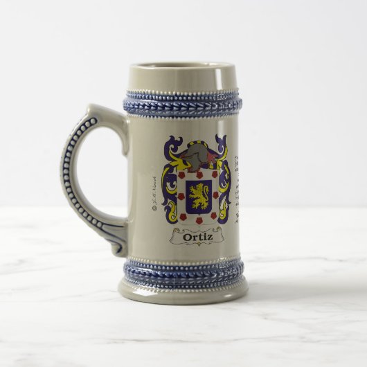 Ortiz Family Crest Stein Bierpul (Links)
