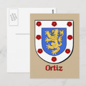 Ortiz Family Heraldic Shield Briefkaart (Voorkant / Achterkant)