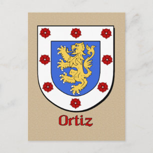 Ortiz Family Heraldic Shield Briefkaart