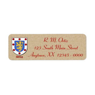 Ortiz Heraldic Shield Etiket