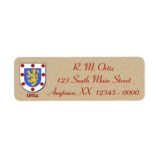 Ortiz Heraldic Shield Etiket (Voorkant)