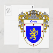 Ortiz-wapenschild (gemanteld) briefkaart (Voorkant / Achterkant)