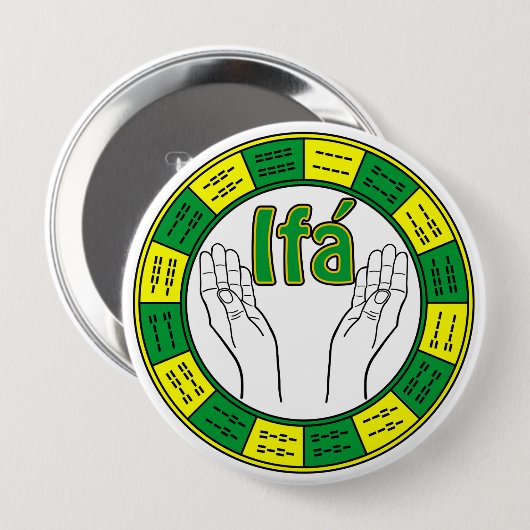 Orunmila - Ifá Ronde Button 4,0 Cm (Voorkant /achterkant)