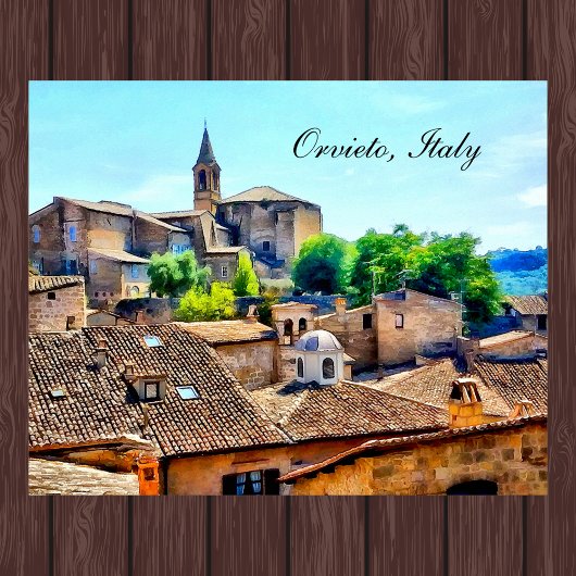Orvieto Italië heuvel met Orvieto Italië Tekst Poster