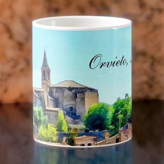 Orvieto Italy Hillside with Orvieto Text Koffiemok