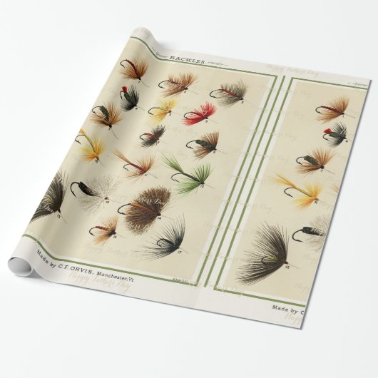 Orvis Fly Fishing Pattern Cadeaupapier (Uitgerold)