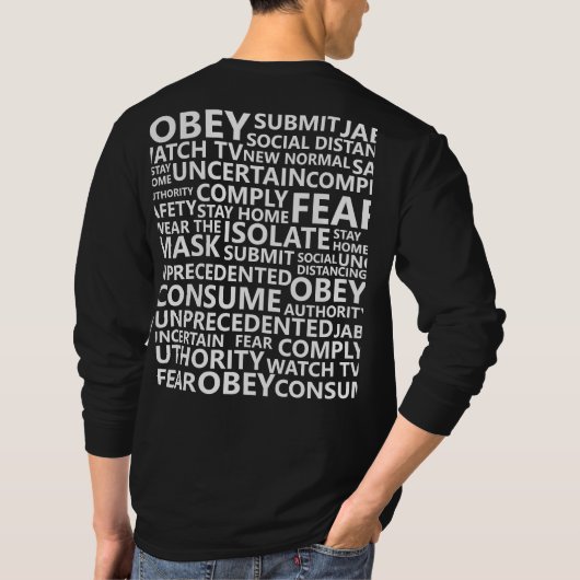 Orwell 1984 Dystopian Word Cloud Obey Tyranny T-shirt (Achterkant)