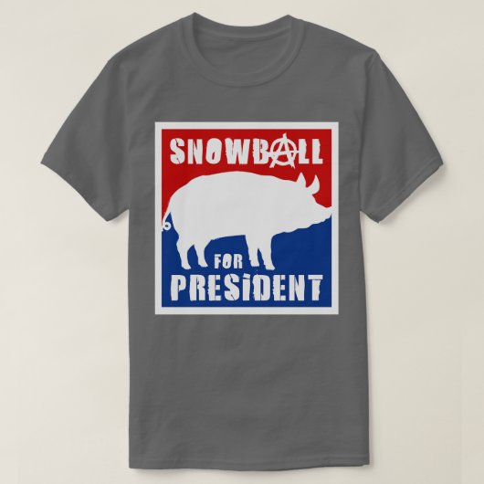 Orwell Animal Boerderij Sneeuwbal voor President T-shirt (Design voorkant)