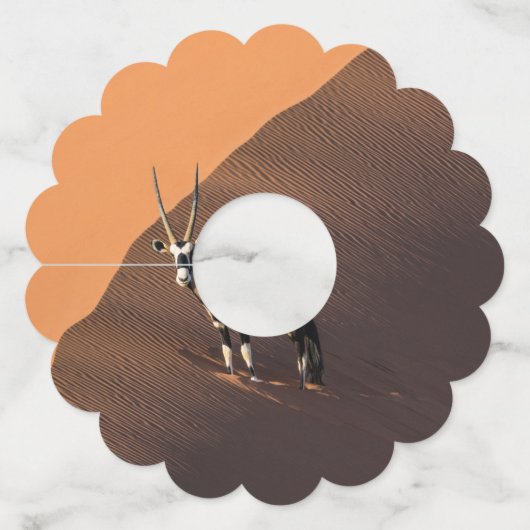 Oryx aan de rand, Namibië Wijnglaslabel (Achterkant)