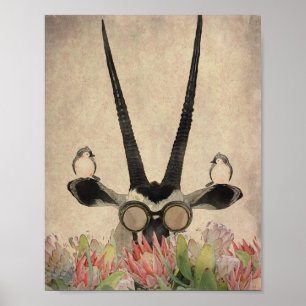 Oryx achter Protheembloemen Poster