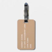 Oryx brown beige kleurnaam bagagelabel (Achterkant verticaal)
