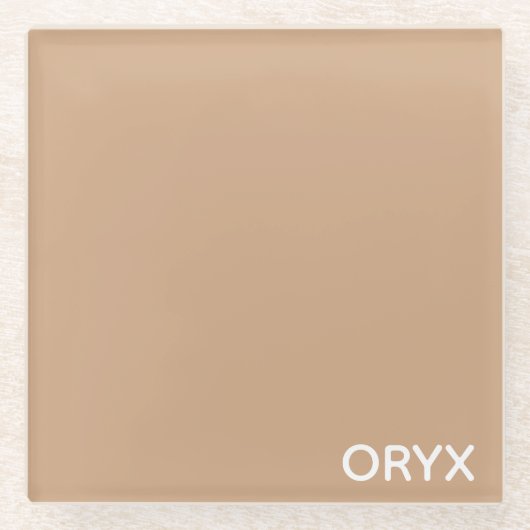 Oryx brown beige kleurnaam glazen onderzetter (Voorkant)
