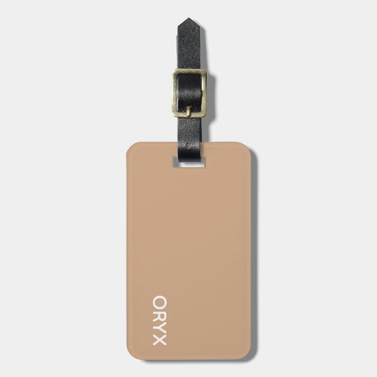 Oryx bruin beige kleur naam bagagelabel (Voorkant verticaal)