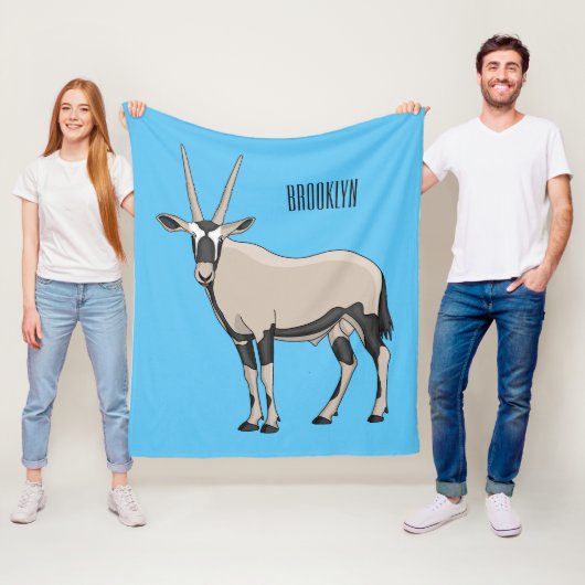 Oryx cartoon illustratie fleece deken (In situ)