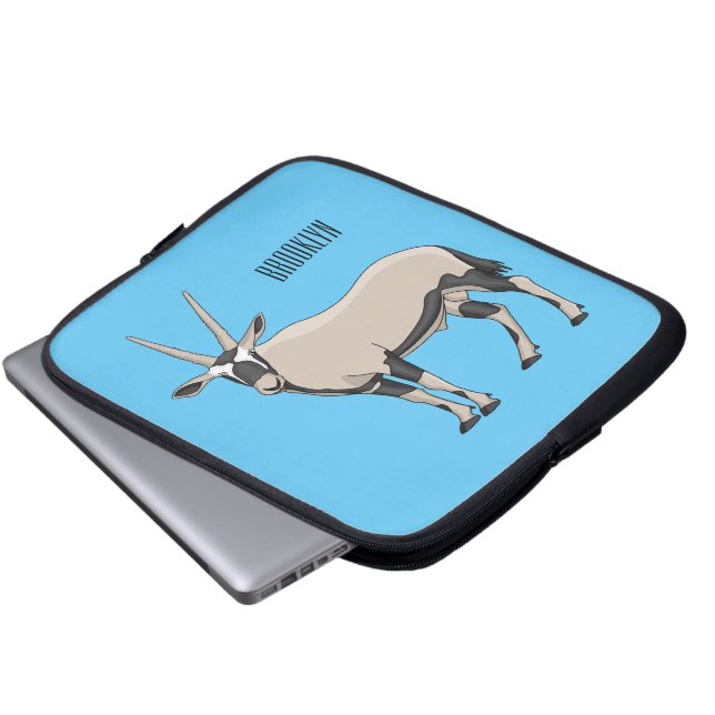 Oryx cartoon illustratie laptop sleeve (Voorkant onderkant)