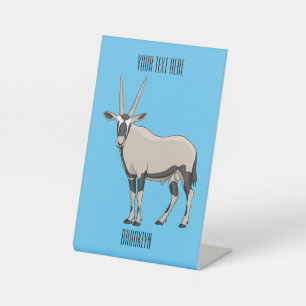 Oryx cartoon illustratie reclamebord met voetstuk