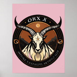 Oryx Logo – Elegante Antilope Silhouet Poster