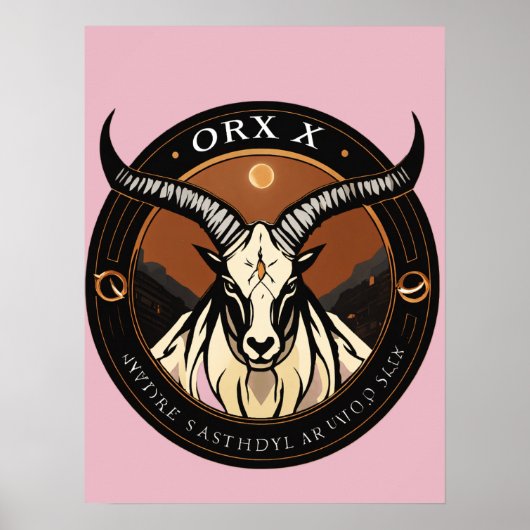 Oryx Logo – Elegante Antilope Silhouet Poster (Voorkant)