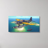 OS2U Kingfisher boven Wake Island Canvas Afdruk (Voorkant)