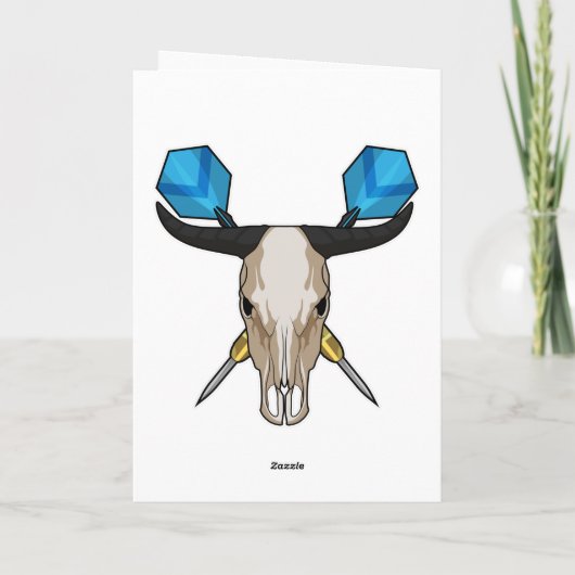 Os aan het darten met pijl kaart (Achterkant)