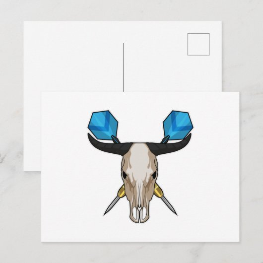 Os bij darts met Dart Briefkaart (Voorkant / Achterkant)