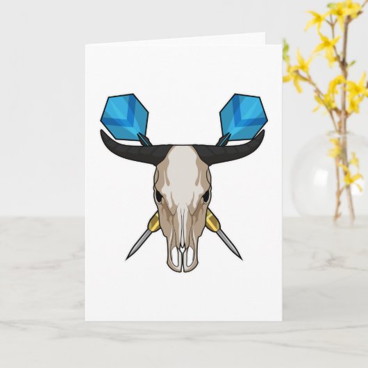 Os bij Darts met Pijl Kaart (Gele Bloem)