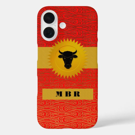 Os Chinees Zodiac Dier met Monogram in Rood Case-Mate iPhone Case (Achterkant)