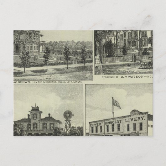 Osage, Mound en Burlington, Kansas Briefkaart (Voorkant)