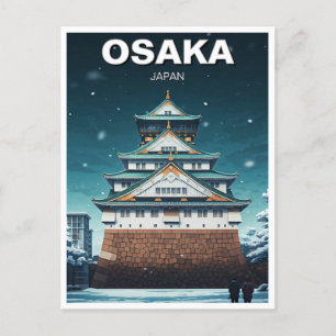 Osaka Castle Japan Nachtreizen Briefkaart