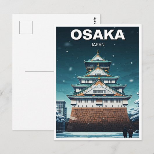 Osaka Castle Japan Nachtreizen Briefkaart (Voorkant / Achterkant)
