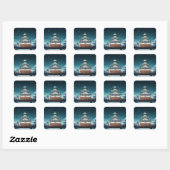 Osaka Castle Japan Nachtreizen Vierkante Sticker (Vel)