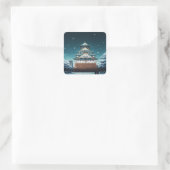 Osaka Castle Japan Nachtreizen Vierkante Sticker (Tas)
