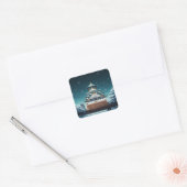 Osaka Castle Japan Nachtreizen Vierkante Sticker (Envelop)