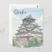 Osaka Castle Japan Waterverf Briefkaart (Voorkant / Achterkant)
