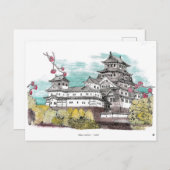 Osaka Castle Japan Waterverf Illustratie Briefkaart (Voorkant / Achterkant)