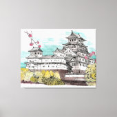 Osaka Castle Japan Waterverf Illustratie Canvas Afdruk (Voorkant)