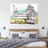 Osaka Castle Japan Waterverf Illustratie Canvas Afdruk (Insitu (Slaapkamer))