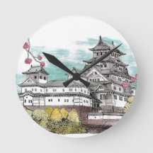 Osaka Castle Japan Waterverf Illustratie