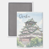 Osaka Castle Japan Waterverf Magneet (Voorkant / Achterkant)