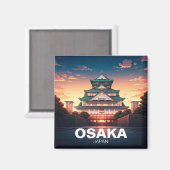 Osaka Castle Japan zonsondergang Magneet (Voorkant / Achterkant)