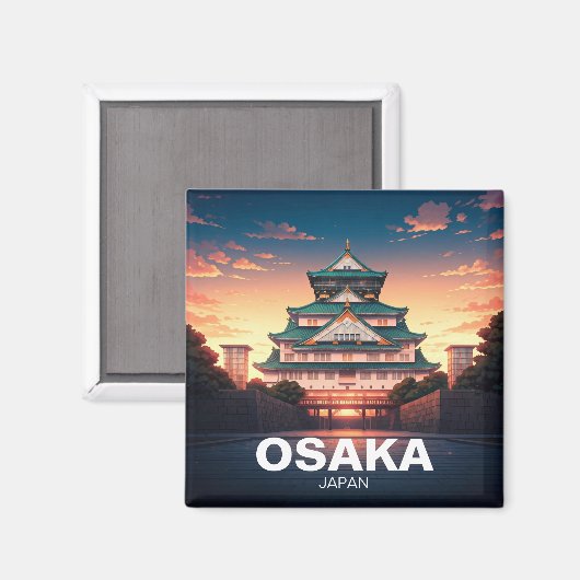 Osaka Castle Japan zonsondergang Magneet (Voorkant / Achterkant)