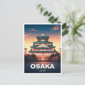 Osaka Castle Japan zonsondergang Reizen Briefkaart (Staand voorkant)