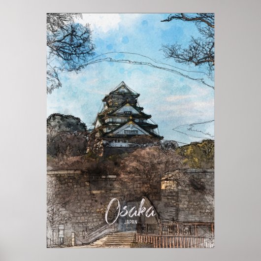 Osaka Castle Sketch Poster (Voorkant)