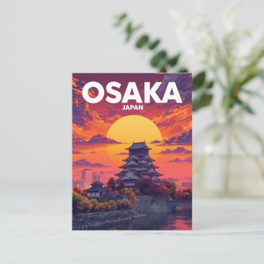 Osaka Castle Sunset Dreams Briefkaart (Staand voorkant)