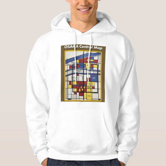 OSAKA central map Piet Mondrian style Hoodie (Voorkant)
