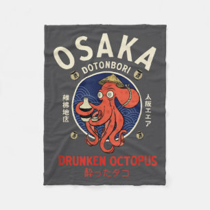 Osaka Dontnburi Dronken Octopus Vintage Japans S Fleece Deken